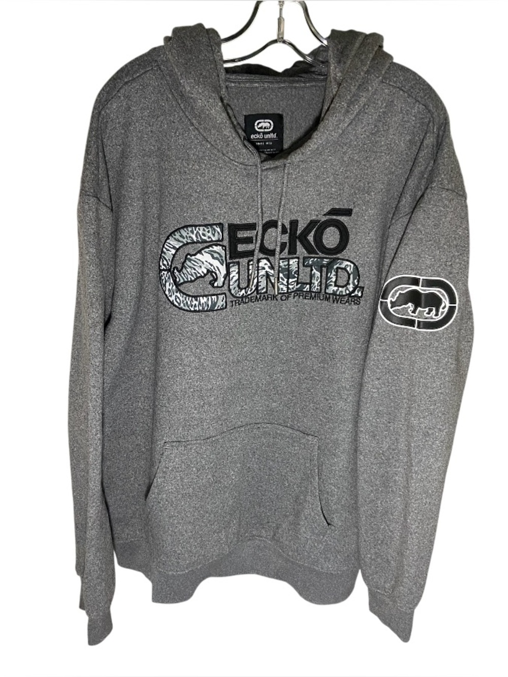 Vintage Y2K ECKŌ UNLTD. 2XL men’s Gray Graphic Hoodie